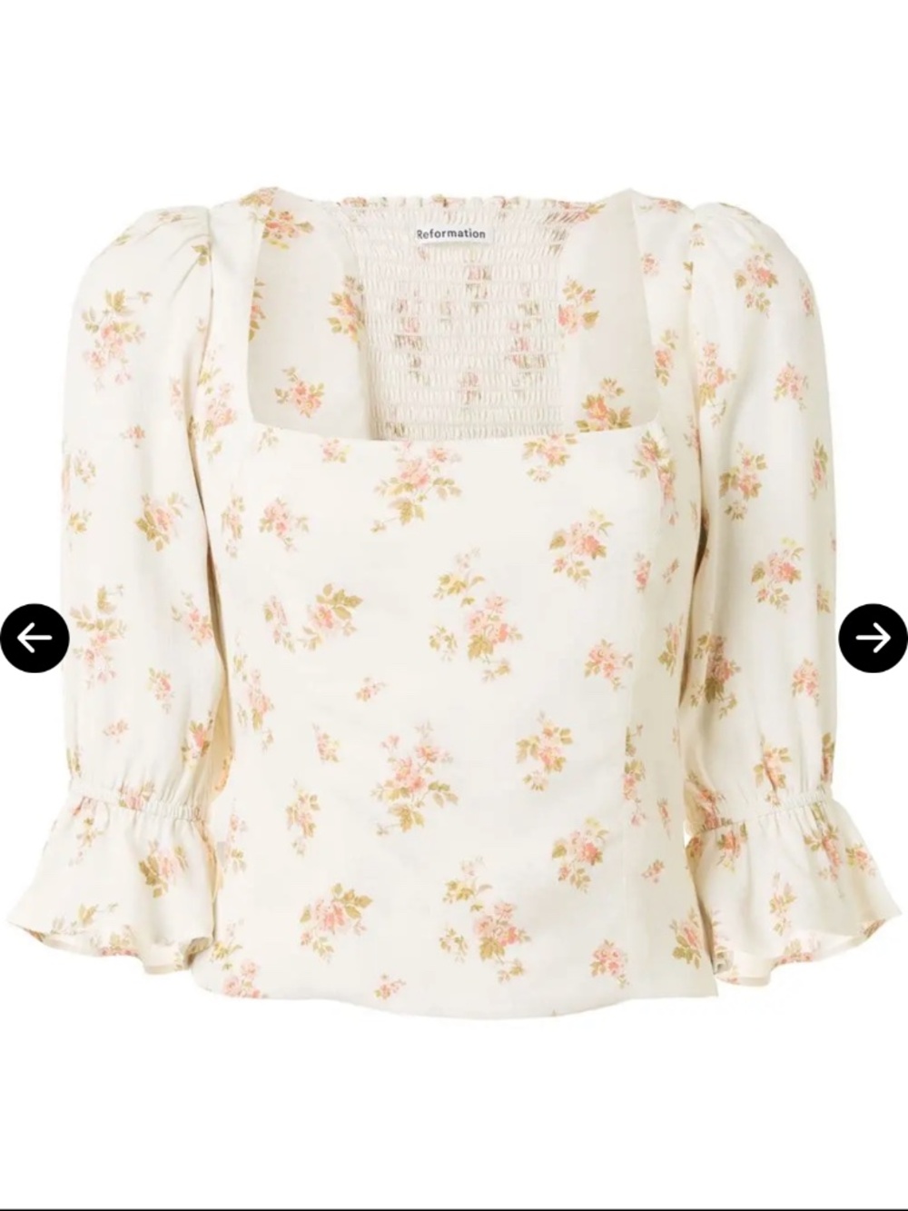 Reformation Ana Ruffled Floral Blouse